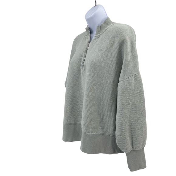 Madewell 1/4 Zip Blue Sweatshirt WMNS M Mock Neck Boxy Slouchy Long Sleeves Gym - Picture 3 of 10